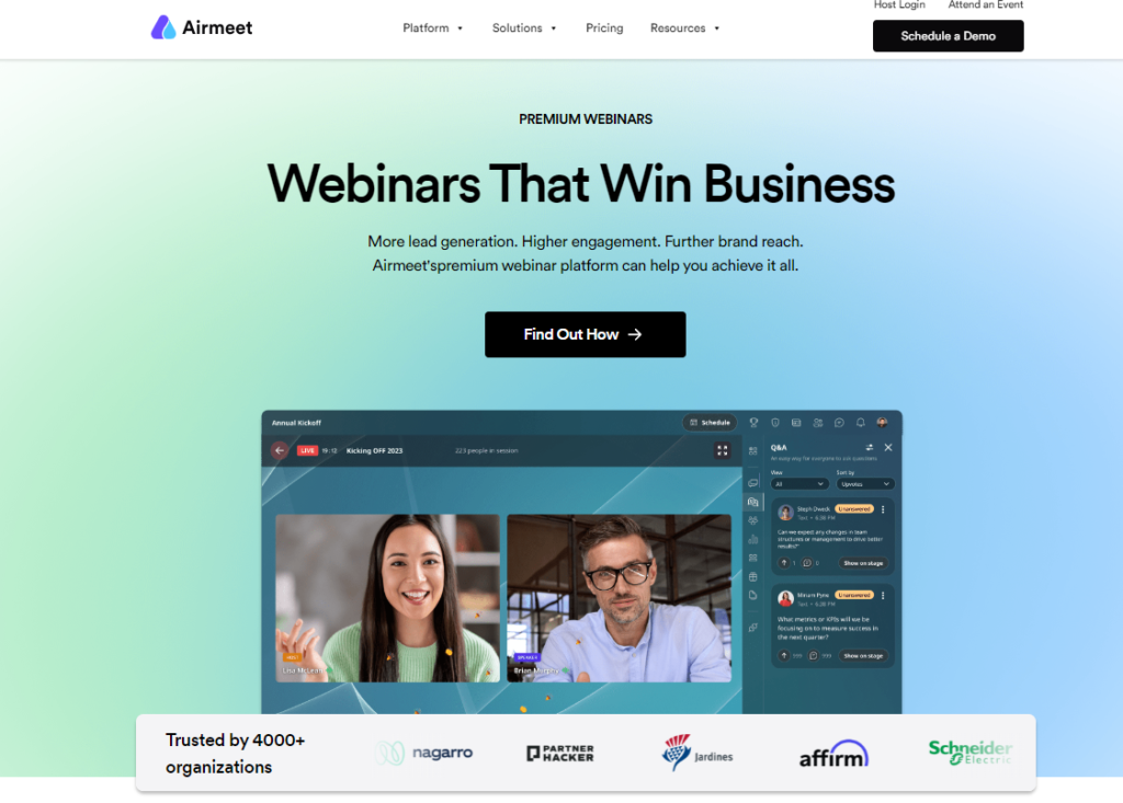 Why Choose Airmeet for Coordinating Webinar Events