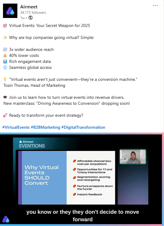 Airmeet LinkedIn Post