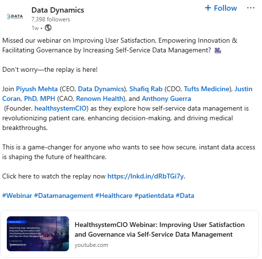 Data Dynamics LinkedIn Post