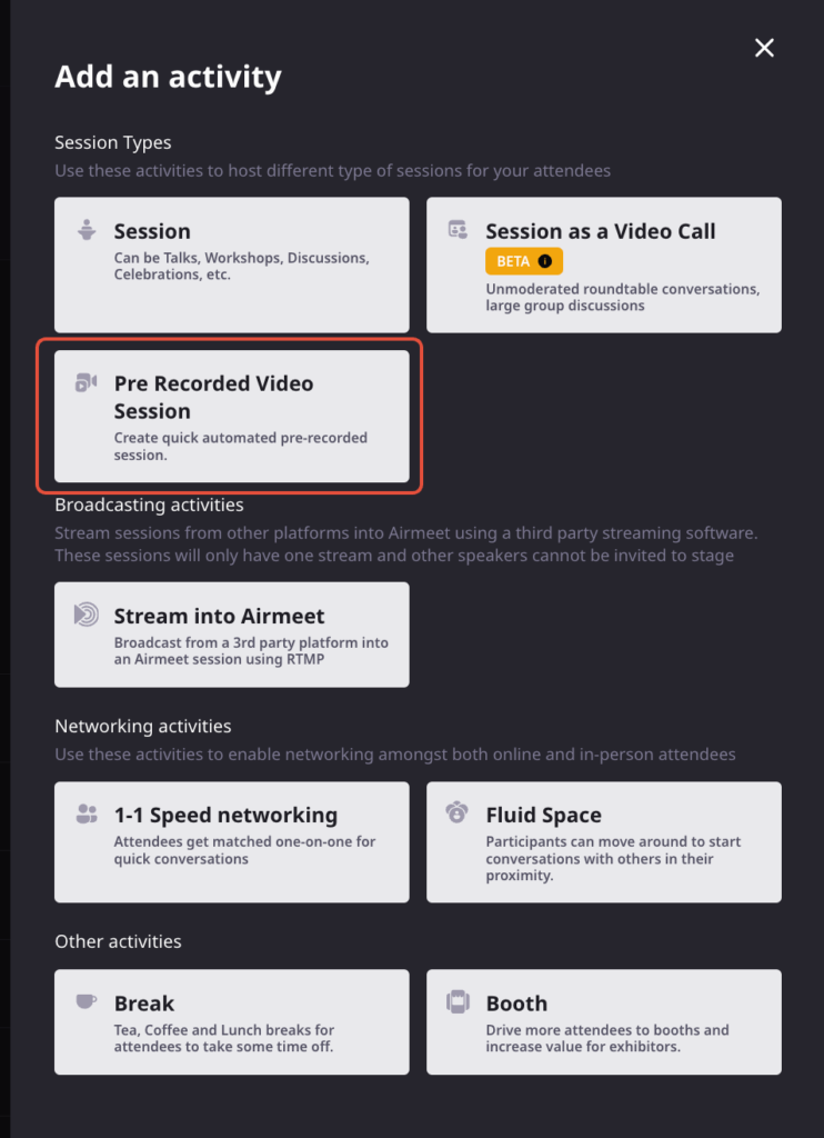 Pre-Recorded Video Session