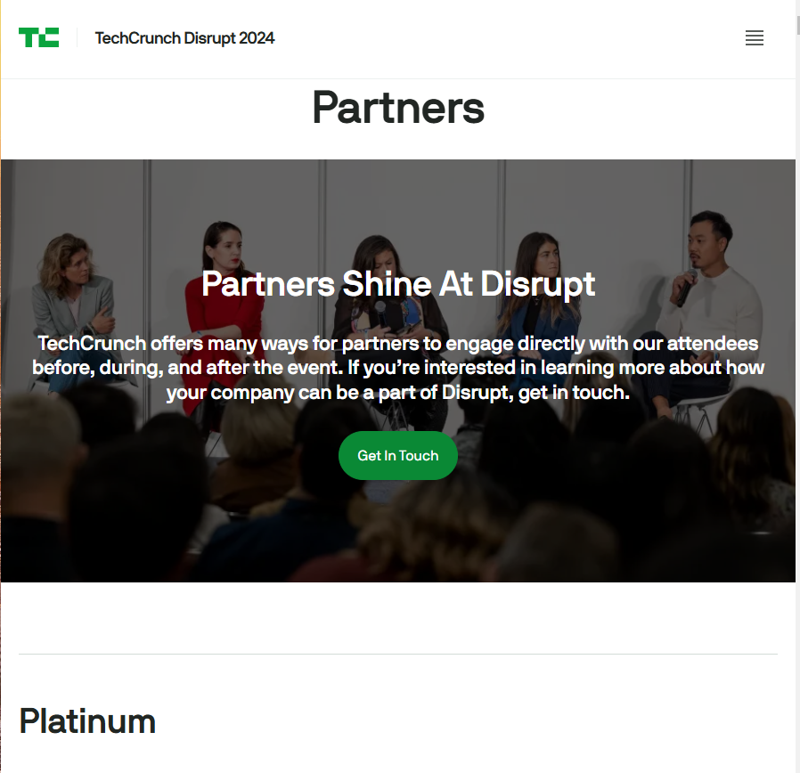 TechCrunch Disrupt Sponsorship Page