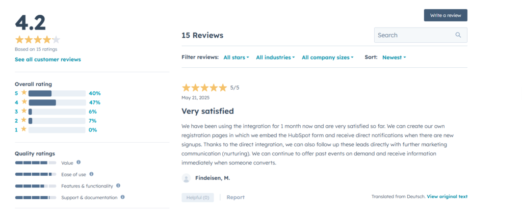 HubSpot Marketplace Review7